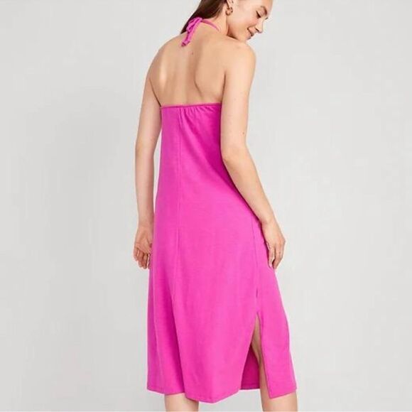 Old Navy Pink Slub-Knit Halter Midi Shift Dress NEW Size Small - Picture 2 of 9